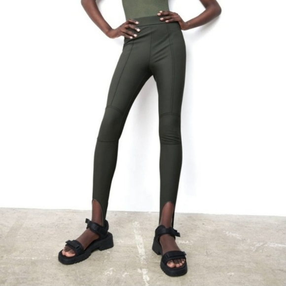 Zara Pants - Zara Women's Gray Topstitched High Rise Legging with Stirrup